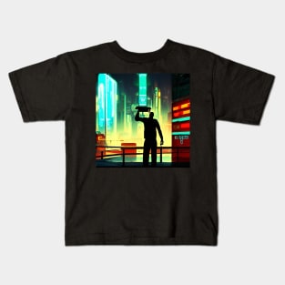 cyber city night Kids T-Shirt